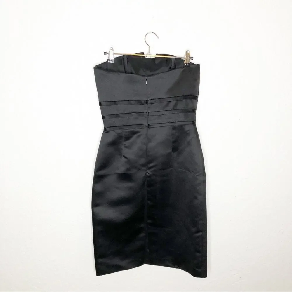 WHBM sweetheart gathered neckline strapless satin dress size 2